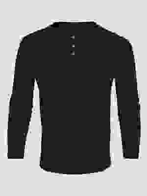 Black Slim Fit Long Sleeve Henley Ghost Mannequin | Fresh Clean Threads